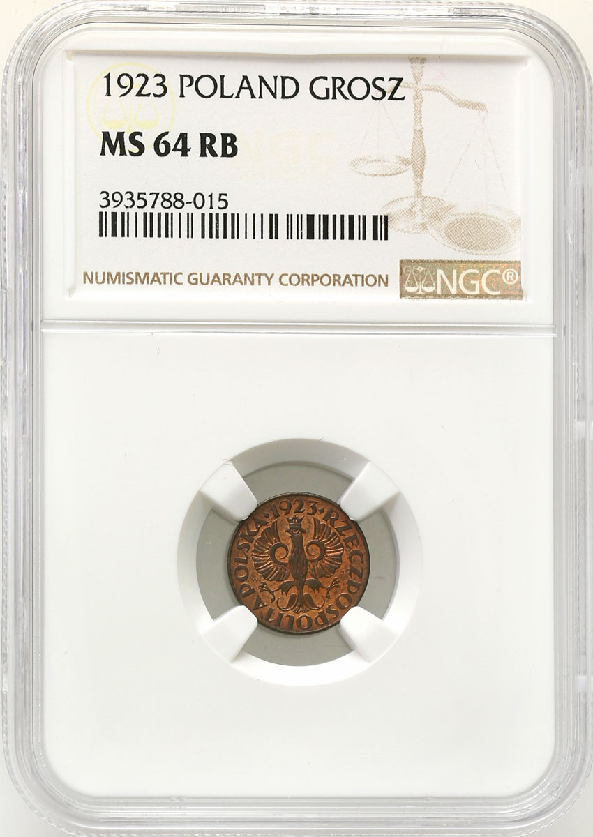 II RP. 1 grosz 1923 NGC MS64 RB